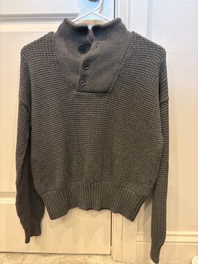 Gap Grey Button-Neck Knit Sweater